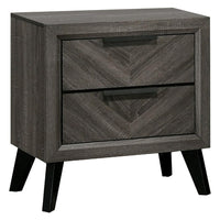 Vey Nightstand with 2 Drawers, Gray Chevron Patterned Fronts - BM340937