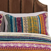 Tribal Motif Print Cotton Twin Quilt Set with 1 Pillow Sham, Multicolor - BM42349