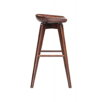 Contoured Seat Wooden Frame Swivel Barstool with Angled Legs, Dark Brown - BM61418