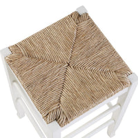 Square Wooden Frame Counter Stool with Hand Woven Rush, White and Brown - BM61433