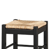 Rush Woven Wooden Frame Barstool with Saber Legs, Beige and Black - BM61438