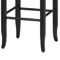 Rush Woven Wooden Frame Barstool with Saber Legs, Beige and Black - BM61438