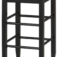 Rush Woven Wooden Frame Barstool with Saber Legs, Beige and Black - BM61438