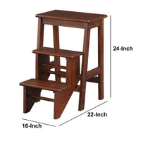 3 Step Wooden Frame Stool with Safety Latch, Brown - BM61440