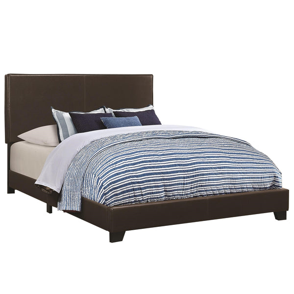 Vegan Faux Leather Upholstered Queen Size Platform Bed, Brown - BM182794