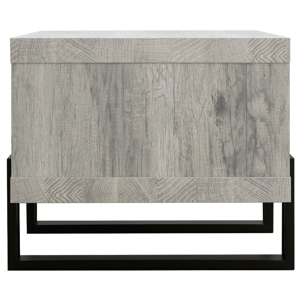 Modern Driftwood Open Shelf Coffee Table, Gray and Black - BM156208