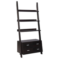 Quirky Ladder Bookcase With 4 Storage Drawers And Open Shelves, Cappuccino - BM172220