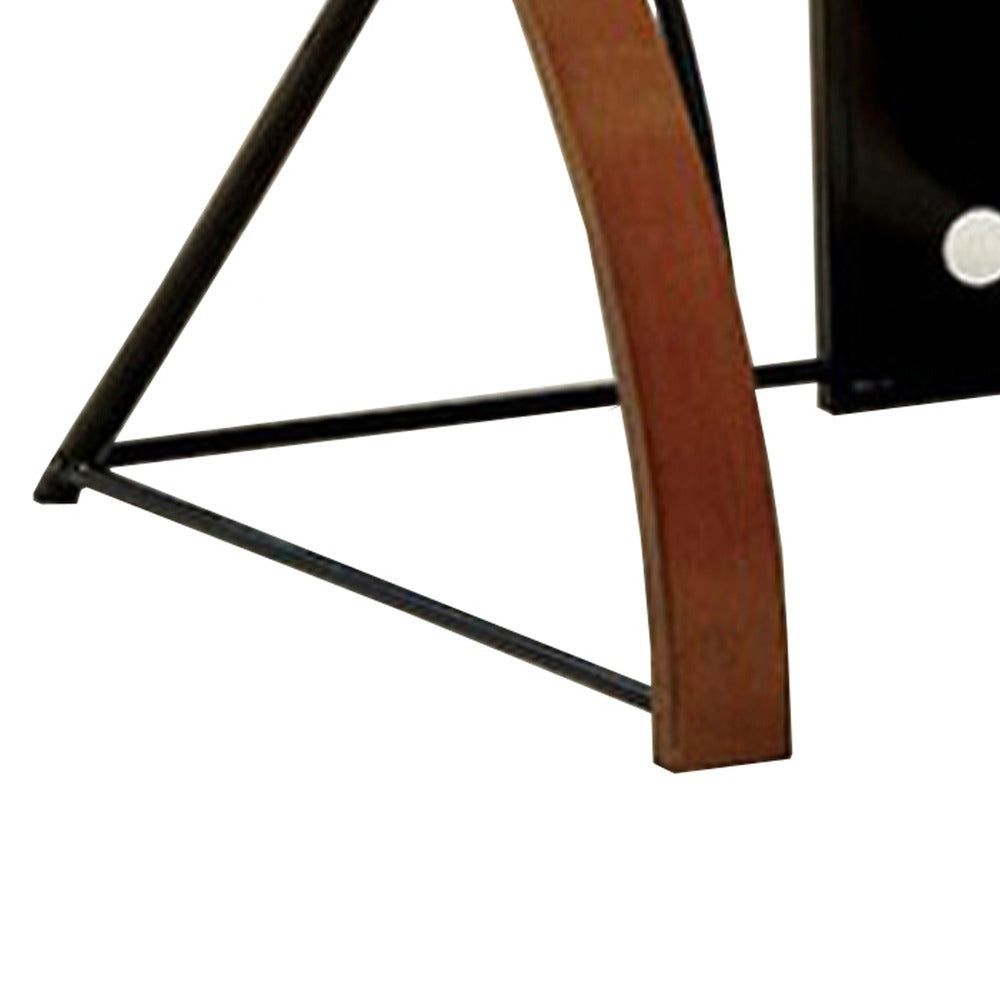 Glass Top Computer Desk with Z Shaped Metal Legs, Brown and Black - BM123639