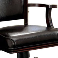 Leatherette Arm Chair with Swivel and Adjustable Height Mechanism, Brown - BM123168