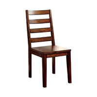 Transitional Wooden Side Chair with Ladder Style Back, Set of 2, Oak Brown - BM131304