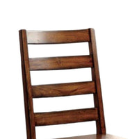 Transitional Wooden Side Chair with Ladder Style Back, Set of 2, Oak Brown - BM131304