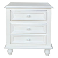 28 Inch Bedside Nightstand, 2 Drawers with Classic Round Knobs, Handcrafted White Mango Wood - BM166145