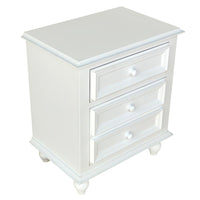 28 Inch Bedside Nightstand, 2 Drawers with Classic Round Knobs, Handcrafted White Mango Wood - BM166145
