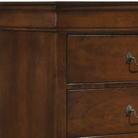 5 Drawer Wooden Chest with Metal Hardware, Cherry Brown - BM181935