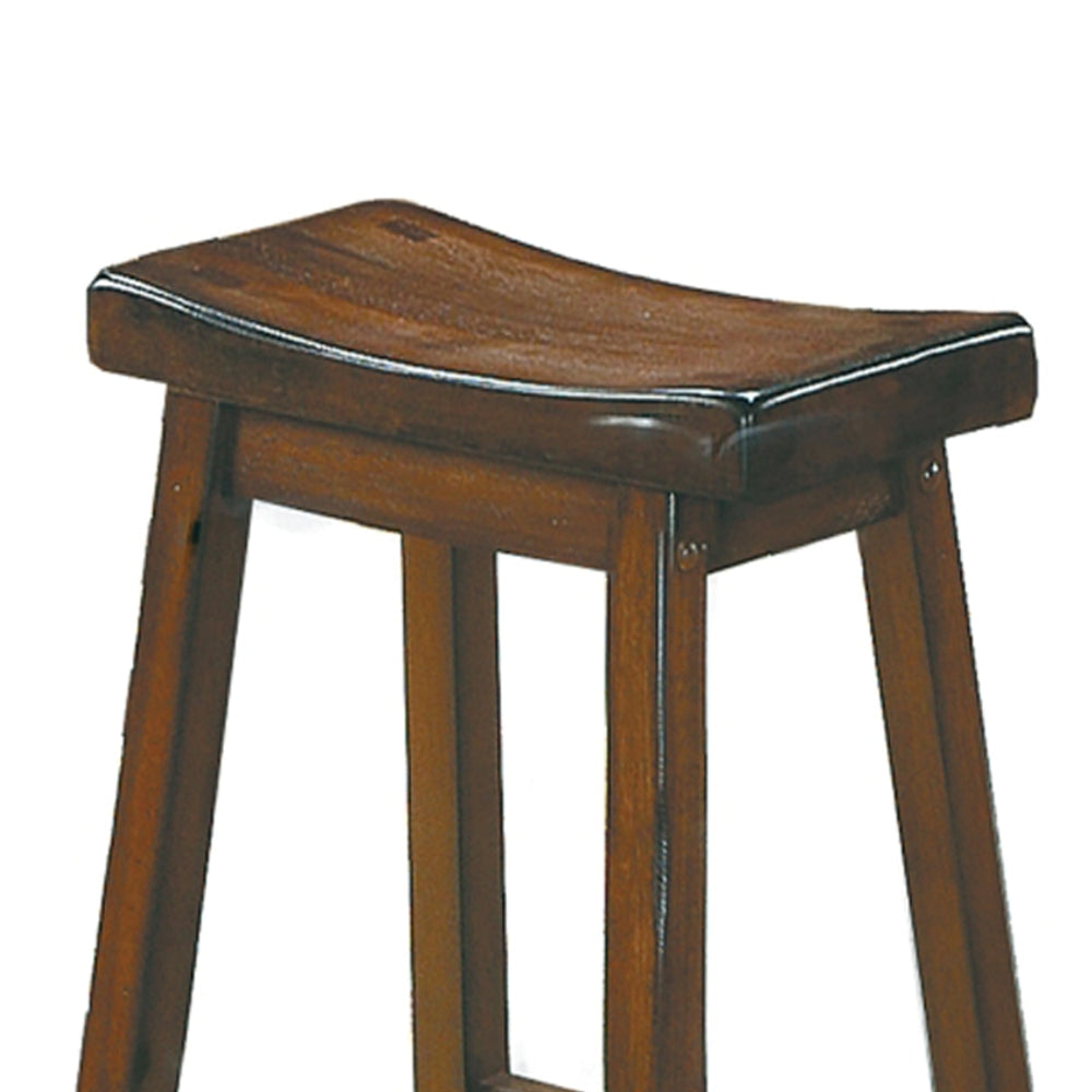 Wooden 29" Counter Height Stool with Saddle Seat, Distressed Cherry, Set Of 2 - BM175981