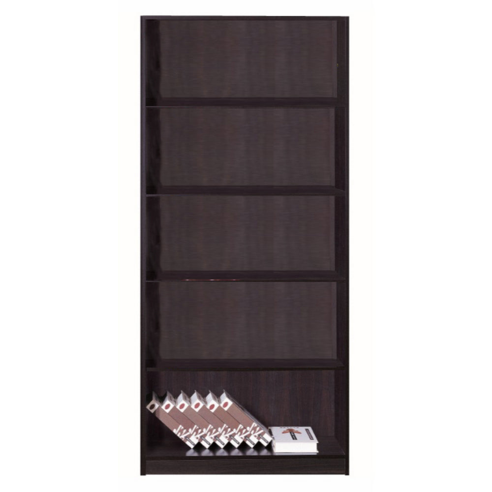 BM144435 Spacious Dark Brown Finish Bookcase With 5 Open Shelves