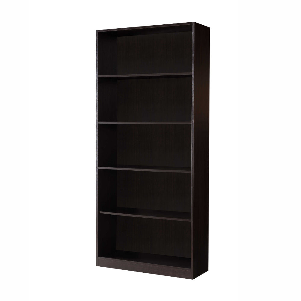 BM144435 Spacious Dark Brown Finish Bookcase With 5 Open Shelves