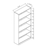 BM144435 Spacious Dark Brown Finish Bookcase With 5 Open Shelves