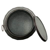 Drum Shape Metal Wine Storage Table with Removable Lid, Rustic Brown and Gray - BM82436