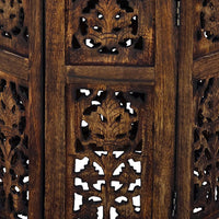 18 Inch Mango Wood Folding Accent Table, Hand Carved, Walnut Brown - UPT-148946