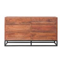 Modern Acacia Wood Dresser or Display Unit With Metal Base, Walnut Brown and Black - UPT-182996