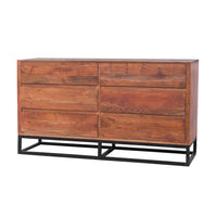 Modern Acacia Wood Dresser or Display Unit With Metal Base, Walnut Brown and Black - UPT-182996