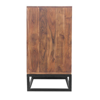 Modern Acacia Wood Dresser or Display Unit With Metal Base, Walnut Brown and Black - UPT-182996