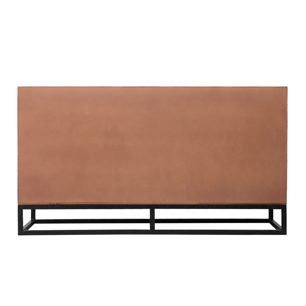 Modern Acacia Wood Dresser or Display Unit With Metal Base, Walnut Brown and Black - UPT-182996