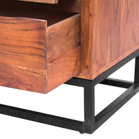 Modern Acacia Wood Dresser or Display Unit With Metal Base, Walnut Brown and Black - UPT-182996