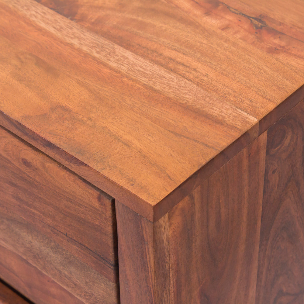 Modern Acacia Wood Dresser or Display Unit With Metal Base, Walnut Brown and Black - UPT-182996