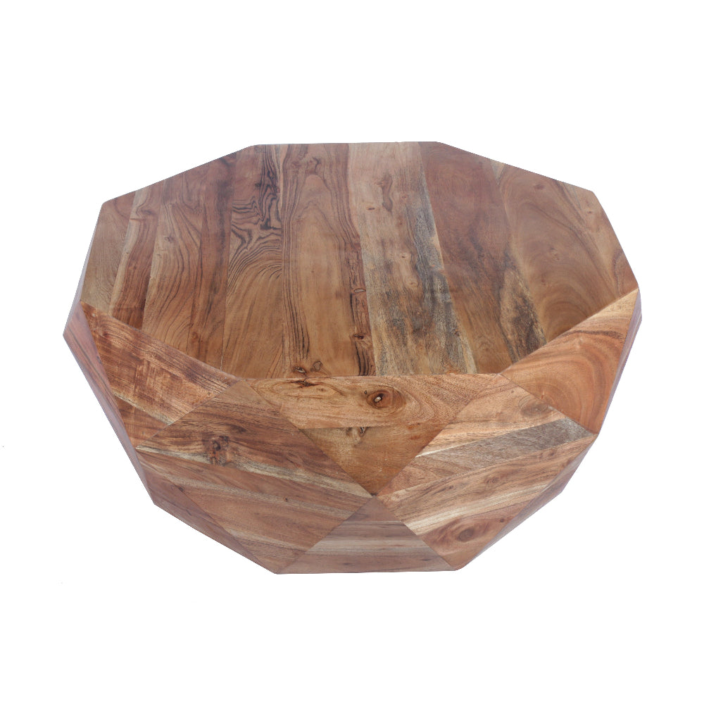 Bon 33 Inch Diamond Shape Acacia Wood Coffee Table With Smooth Top, Natural Brown- UPT-183796