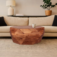 Bon 33 Inch Diamond Shape Acacia Wood Coffee Table With Smooth Top, Dark Brown - UPT-196015