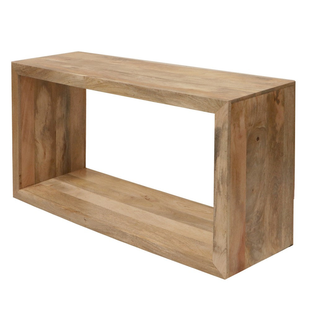 Keli 52 Inch Mango Wood Sideboard Console Table, Open Cube, 1 Shelf, Natural Brown- UPT-228692