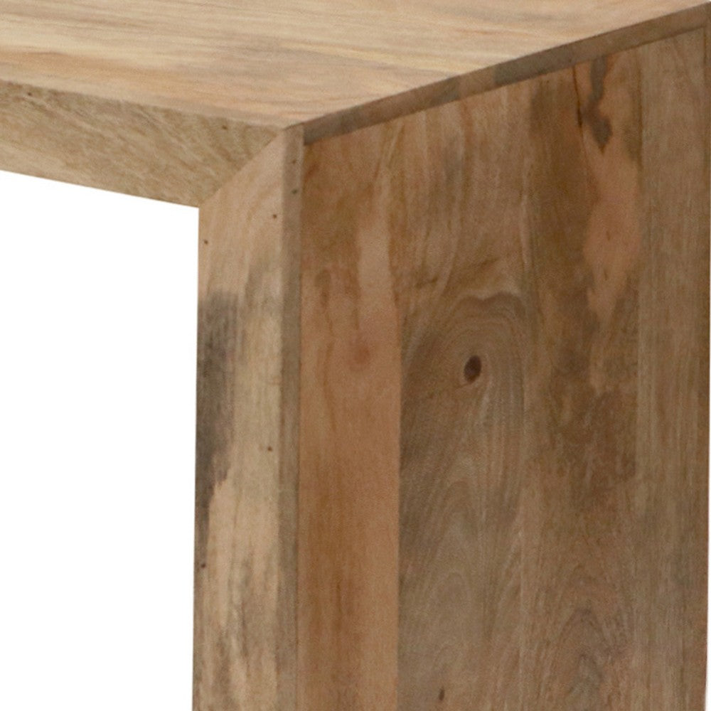 Keli 52 Inch Mango Wood Sideboard Console Table, Open Cube, 1 Shelf, Natural Brown- UPT-228692