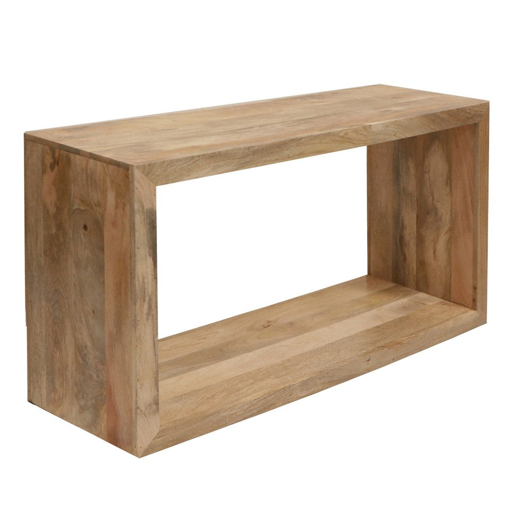 Keli 52 Inch Mango Wood Sideboard Console Table, Open Cube, 1 Shelf, Natural Brown- UPT-228692