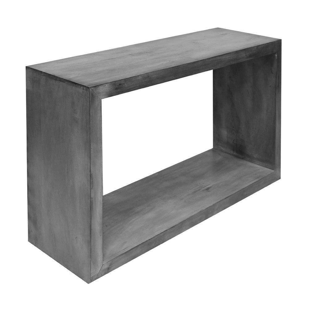 Keli 52 Inch Cube Shape Wooden Console Table with Open Bottom Shelf, Charcoal Gray- UPT-230675