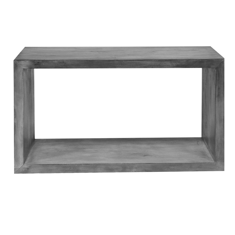 Keli 52 Inch Cube Shape Wooden Console Table with Open Bottom Shelf, Charcoal Gray- UPT-230675