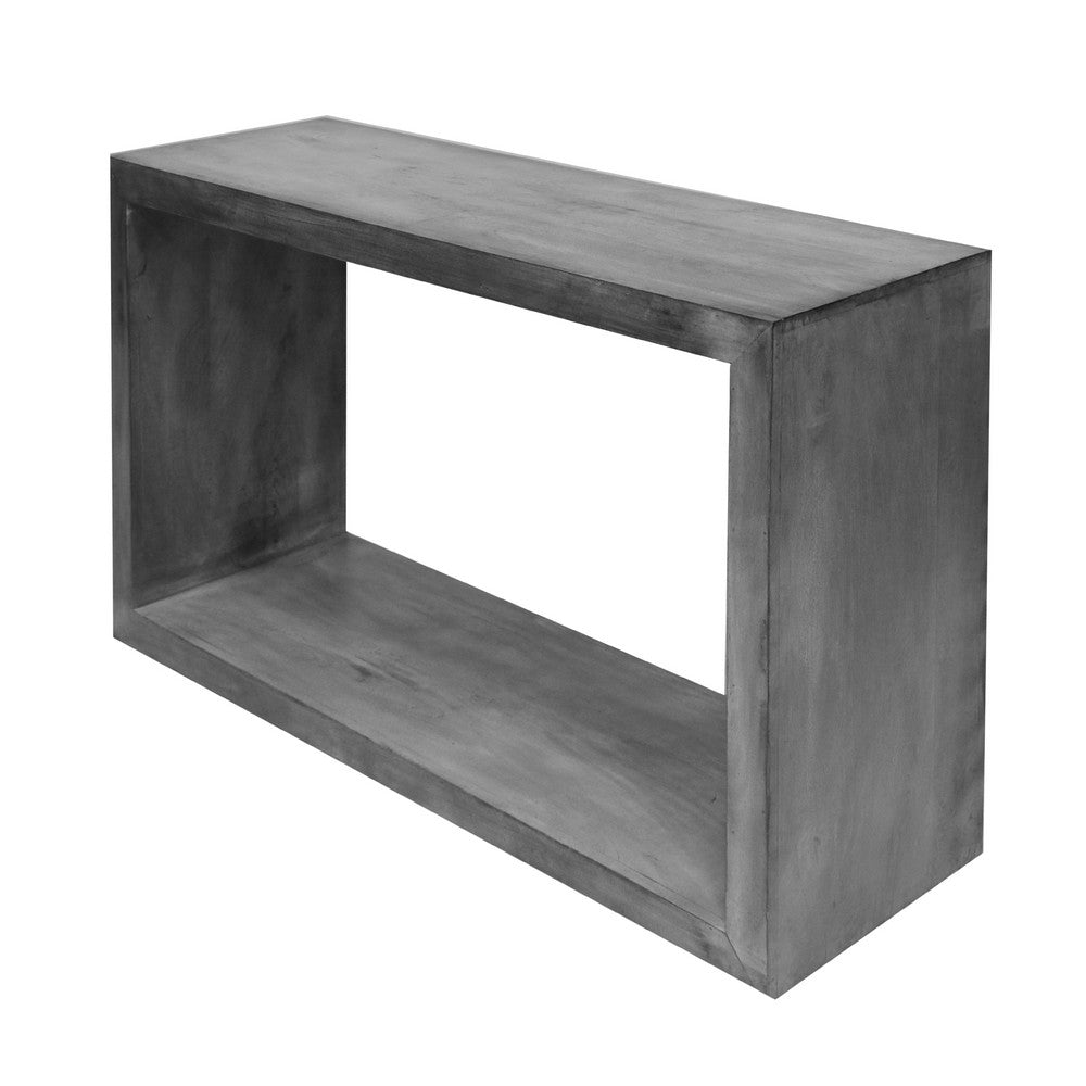 Keli 52 Inch Cube Shape Wooden Console Table with Open Bottom Shelf, Charcoal Gray- UPT-230675