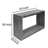 Keli 52 Inch Cube Shape Wooden Console Table with Open Bottom Shelf, Charcoal Gray- UPT-230675