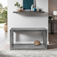 Keli 52 Inch Cube Shape Wooden Console Table with Open Bottom Shelf, Charcoal Gray- UPT-230675