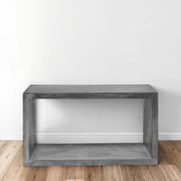 Keli 52 Inch Cube Shape Wooden Console Table with Open Bottom Shelf, Charcoal Gray- UPT-230675