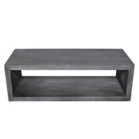 Keli 58 Inch Cube Shaped Wooden Coffee Table with Open Bottom Shelf, Charcoal Gray - UPT-230676