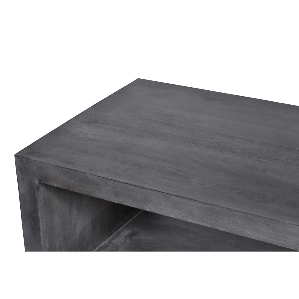 Keli 58 Inch Cube Shaped Wooden Coffee Table with Open Bottom Shelf, Charcoal Gray - UPT-230676