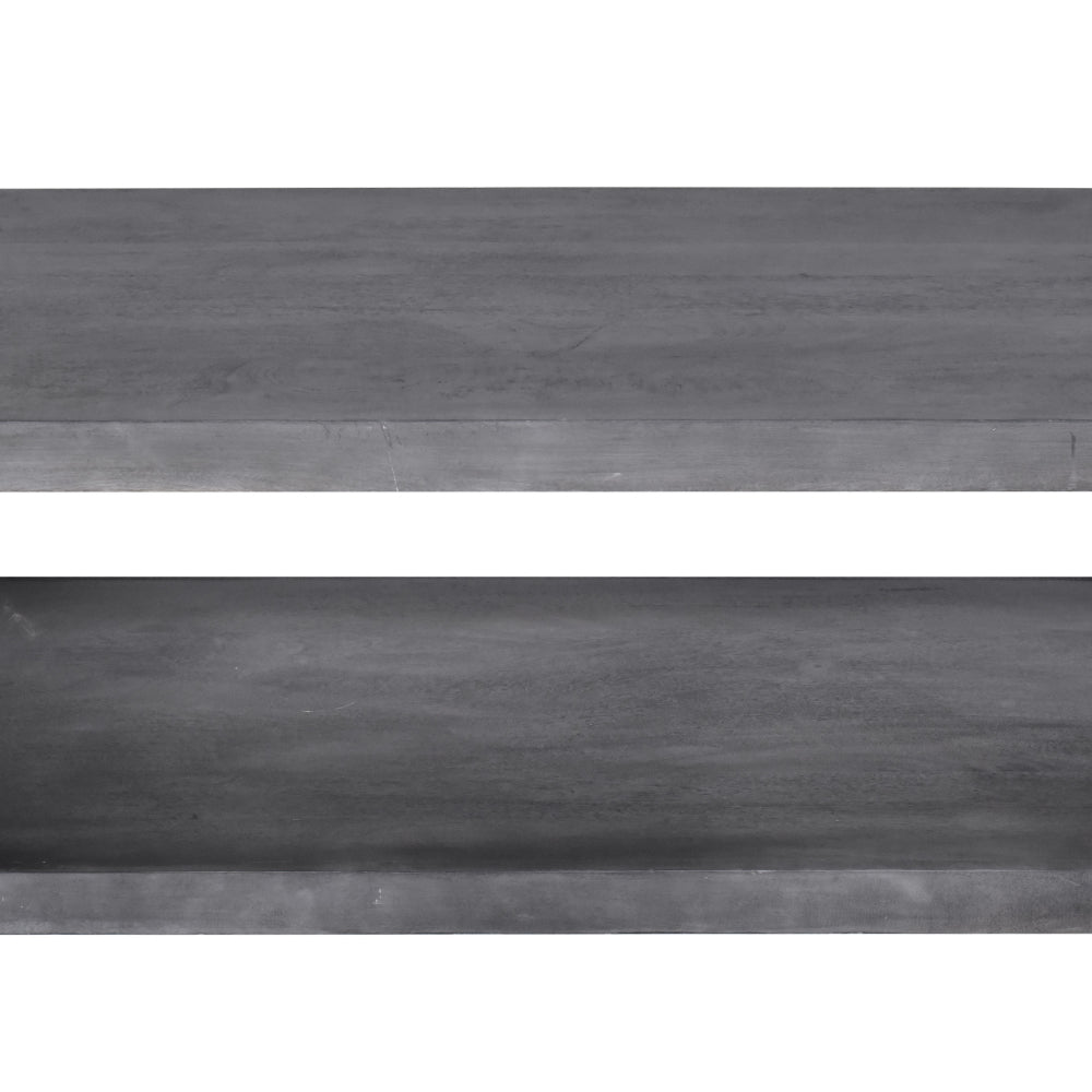 Keli 58 Inch Cube Shaped Wooden Coffee Table with Open Bottom Shelf, Charcoal Gray - UPT-230676