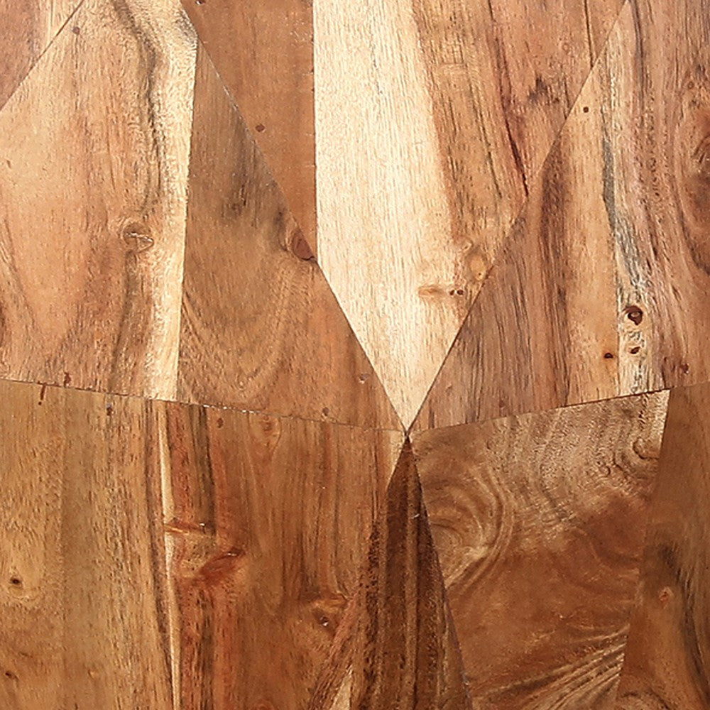 Bon 22 Inch Artisanal End Side Table, Multifaceted Solid Acacia Wood, Octagon Top, Natural Brown - UPT-238449