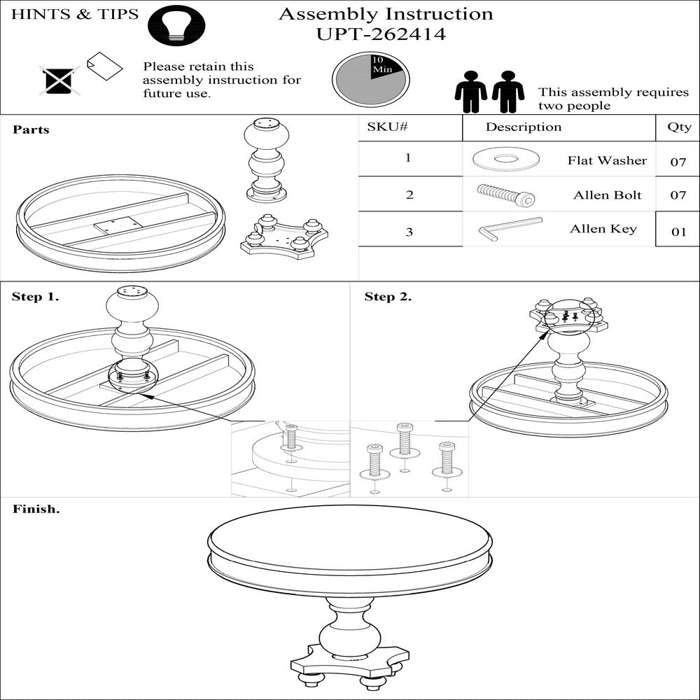 42 Inch Handcrafted Mango Wood Dining Table, Pedestal Base, Round Molded Top, Washed White, Gray - UPT-262414