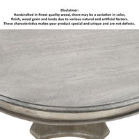 42 Inch Handcrafted Mango Wood Dining Table, Pedestal Base, Round Molded Top, Washed White, Gray - UPT-262414
