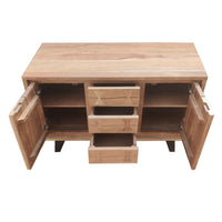 40 Inch Sideboard Buffet Console with 2 Cabinets, Brown Acacia Wood, 3 Drawers, Black Iron Base -UPT-272531