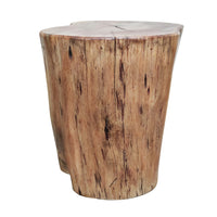 17 Inch Accent Stump Stool End Table, Live Edge Acacia Wood Log with Grain and Knot Details, Natural Brown - UPT-272548