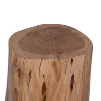 17 Inch Accent Stump Stool End Table, Live Edge Acacia Wood Log with Grain and Knot Details, Natural Brown - UPT-272548